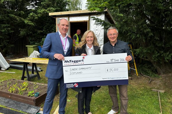 McTaggart Construction donation to Simon Community Scotland
